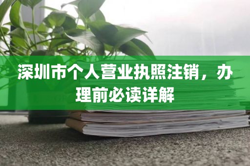 深圳市个人营业执照注销，办理前必读详解